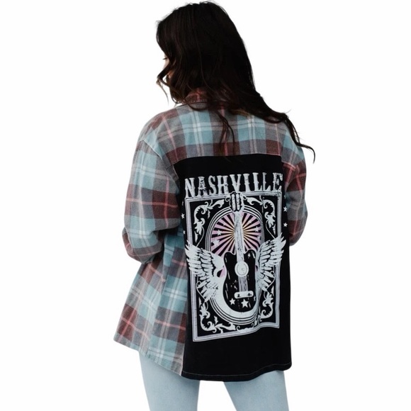 ALTAR'D STATE Plaid Long Sleeve Nashville Patch Button Down Shirt XS - Picture 3 of 16